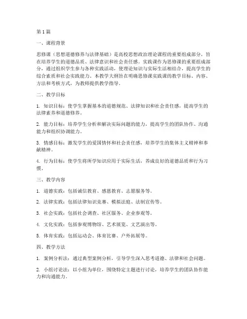 思修课实践课教学大纲(3篇)