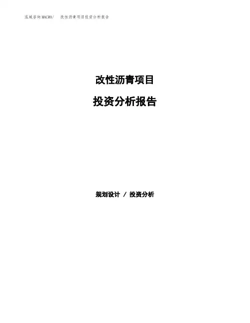 改性沥青项目投资分析报告