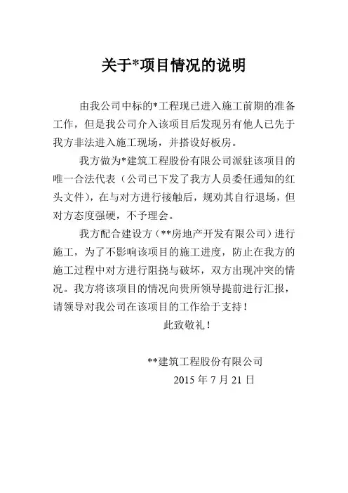工程项目情况说明