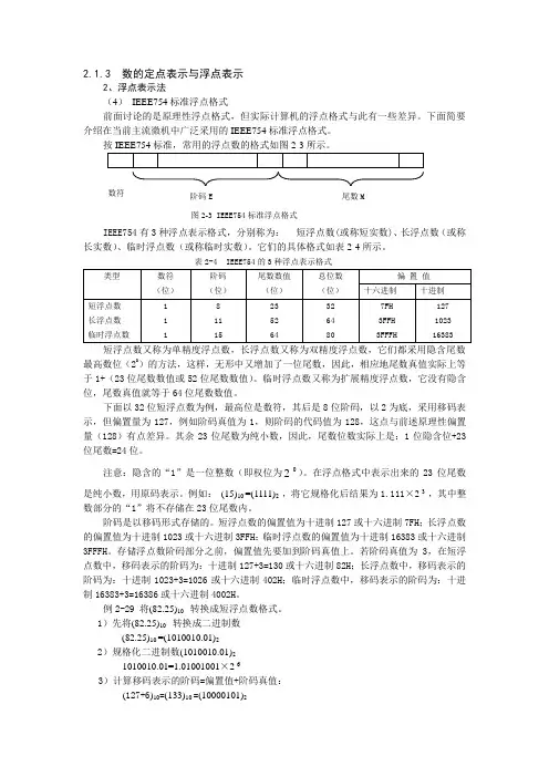 (4) IEEE754标准浮点格式