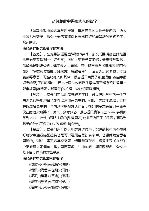 诗经楚辞中男孩大气的名字