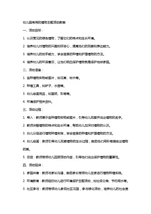 幼儿园有用的植物主题活动教案
