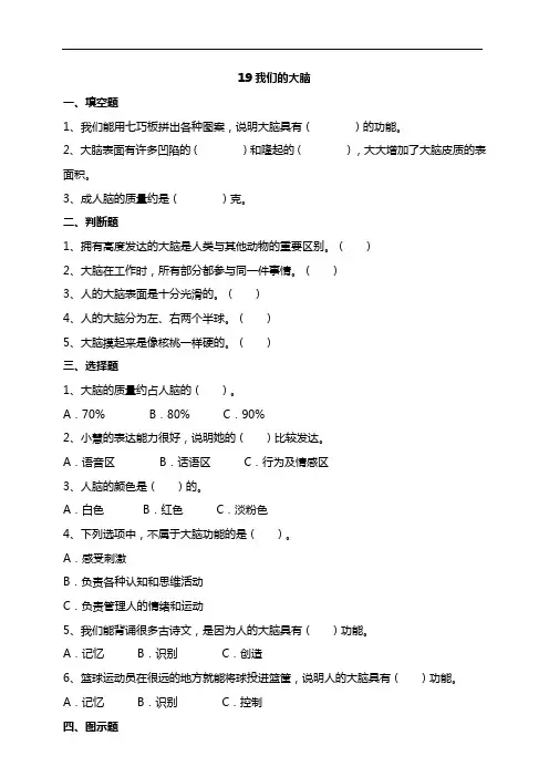 我们的大脑 试题(含答案解析)