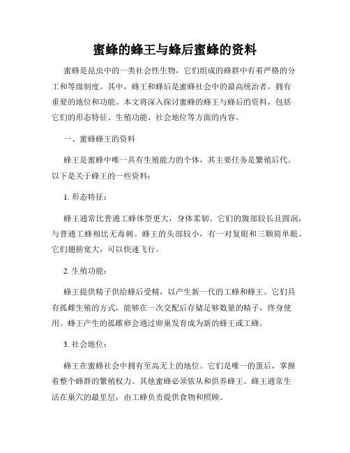 蜜蜂的蜂王与蜂后蜜蜂的资料