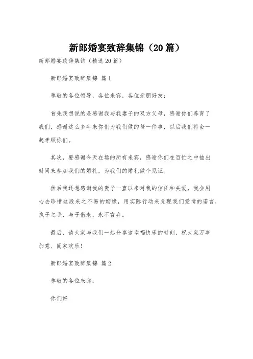 新郎婚宴致辞集锦(20篇)