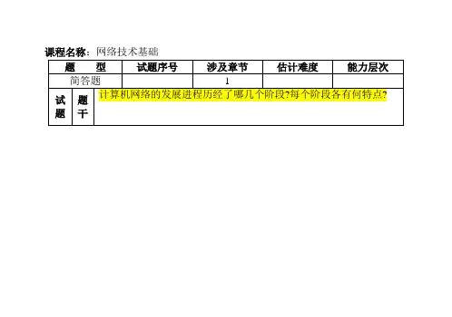 计算机通信与网络(简答题)考试原题知识点