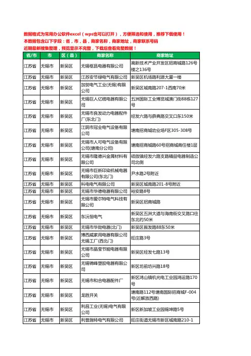 2020新版江苏省无锡市新吴区电器有限公司工商企业公司商家名录名单黄页联系电话号码地址大全302家