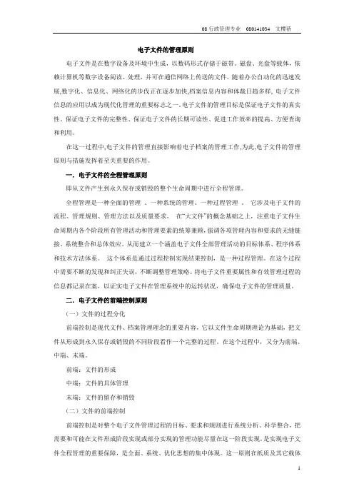 电子文件的管理原则