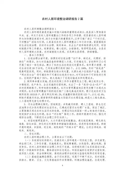 农村人居环境整治调研报告2篇