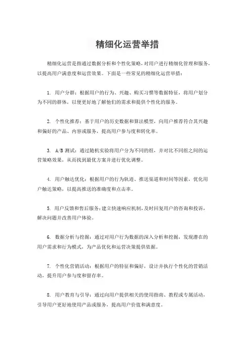精细化运营举措