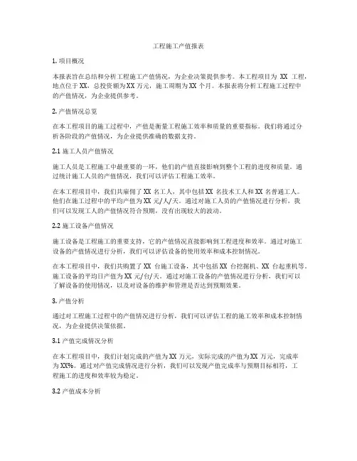 工程施工产值报表