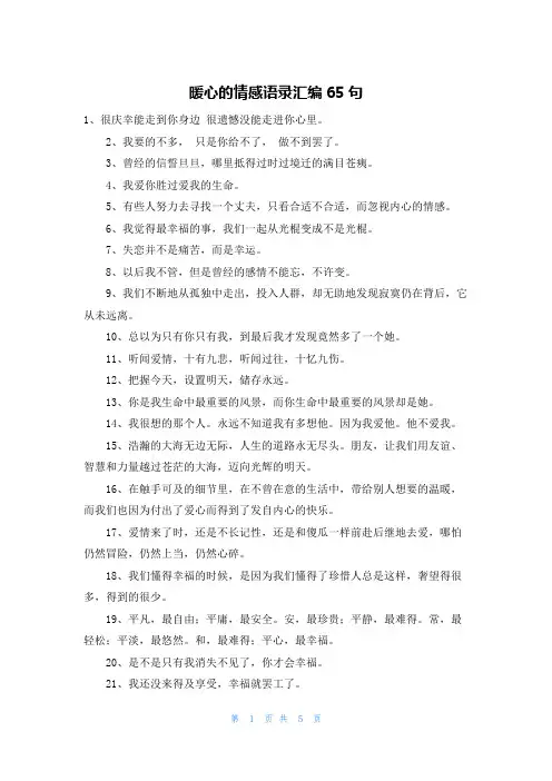 暖心的情感语录汇编65句