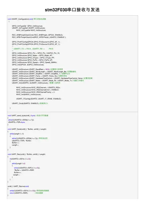 stm32F030串口接收与发送