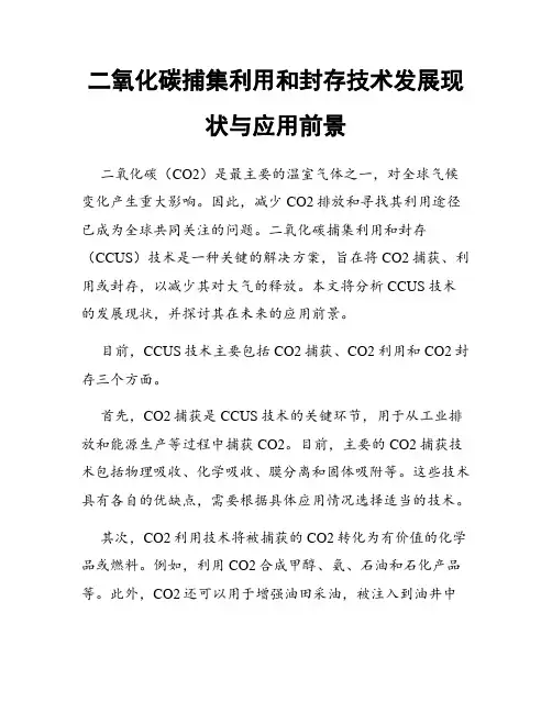 二氧化碳捕集利用和封存技术发展现状与应用前景