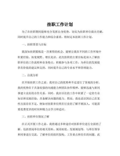 挂职工作计划