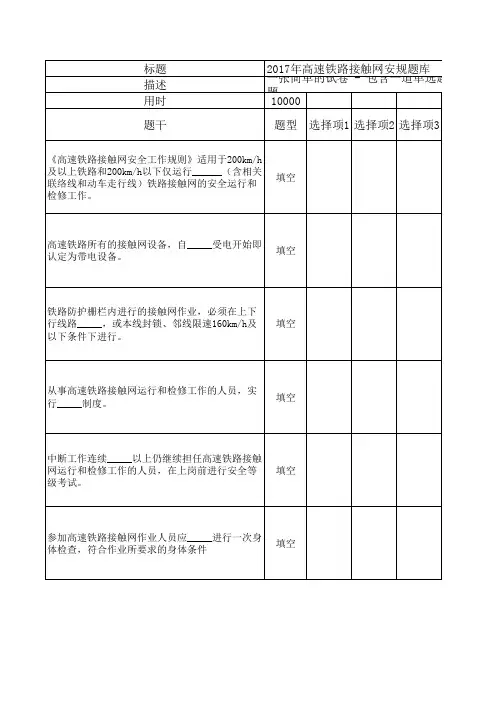 2017年高铁接触网安规题库