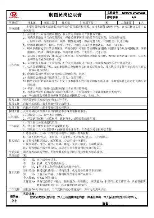 22B 制图员岗位职责