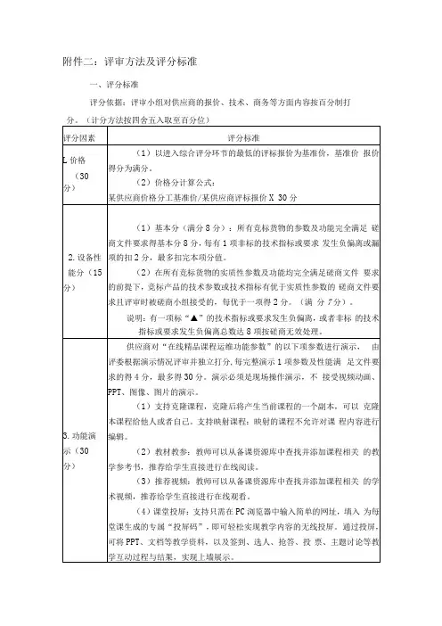 评审方法及评分标准