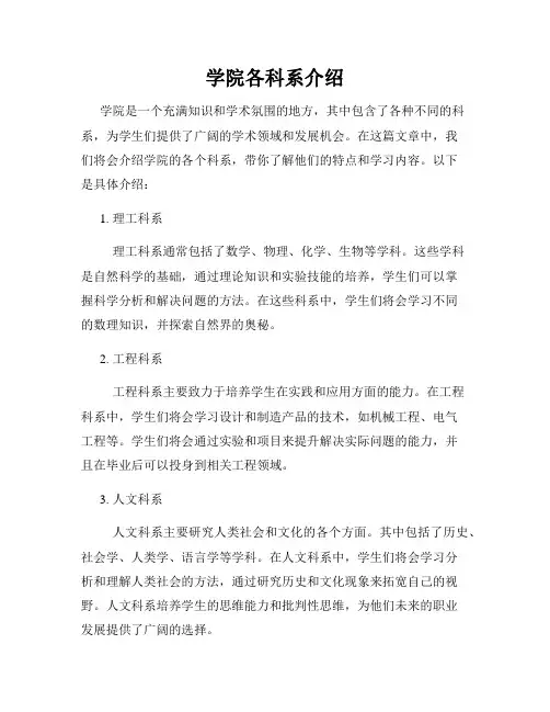 学院各科系介绍