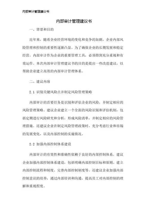 内部审计管理建议书