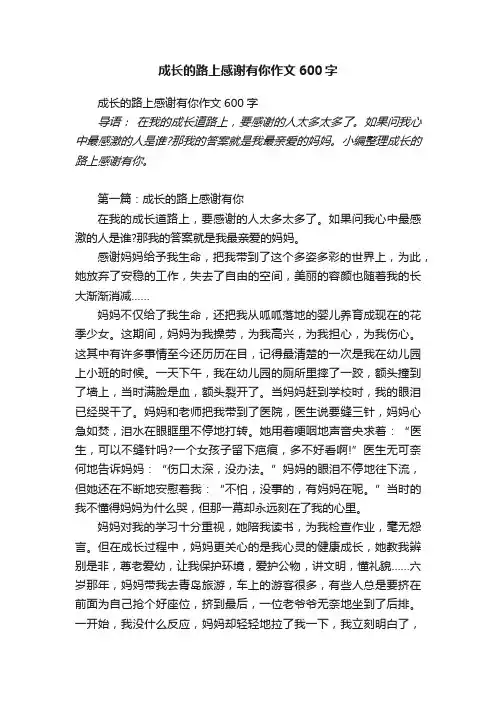 成长的路上感谢有你作文600字