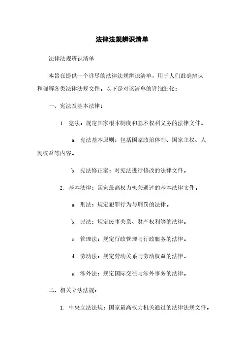 法律法规辨识清单