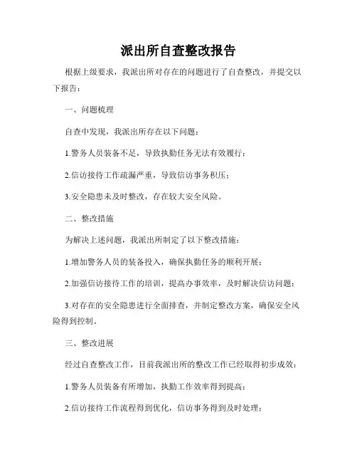 派出所自查整改报告