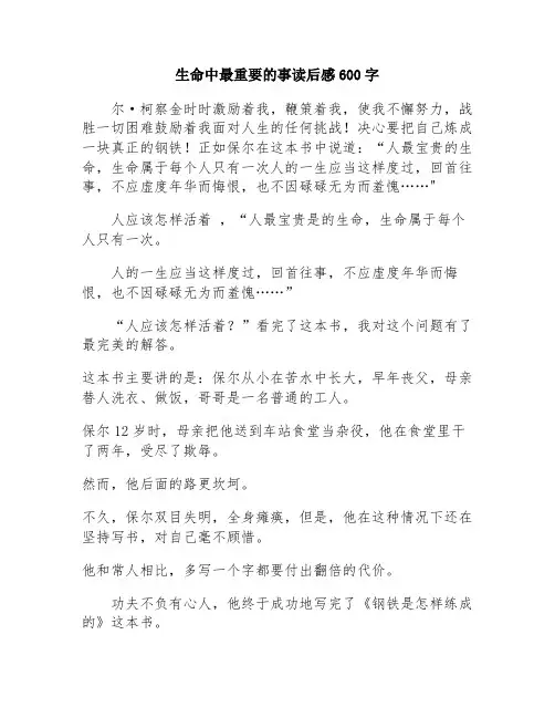生命中最重要的事读后感600字
