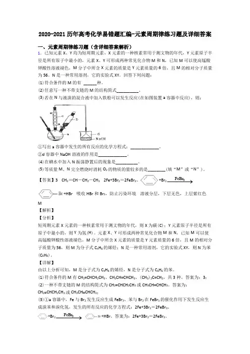 2020-2021历年高考化学易错题汇编-元素周期律练习题及详细答案
