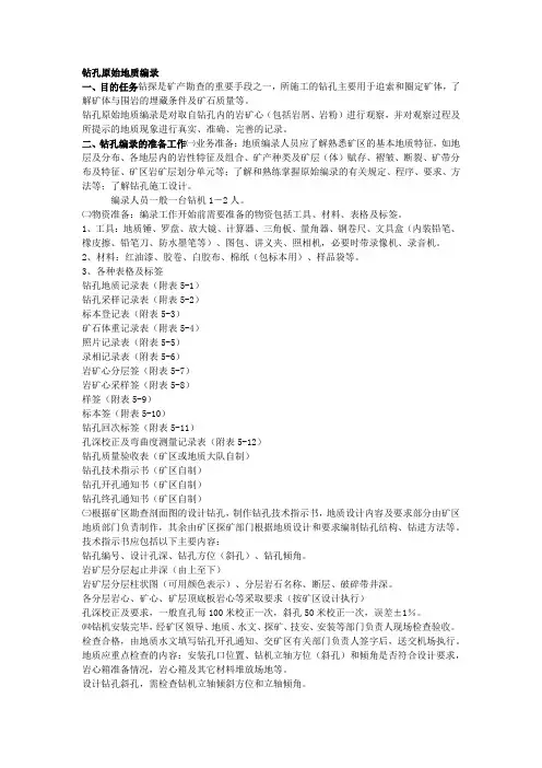 钻孔原始地质编录
