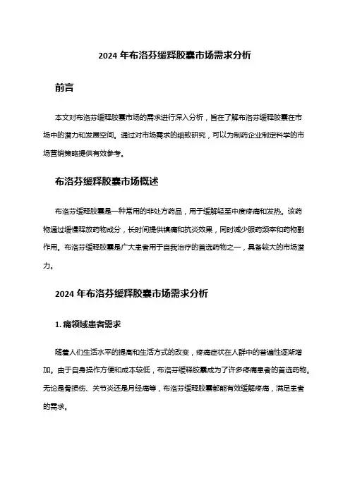 2024年布洛芬缓释胶囊市场需求分析