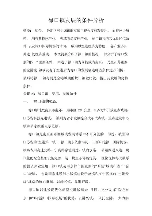 禄口镇发展的条件分析