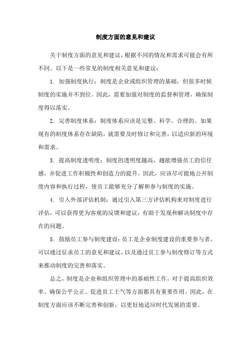 制度方面的意见和建议