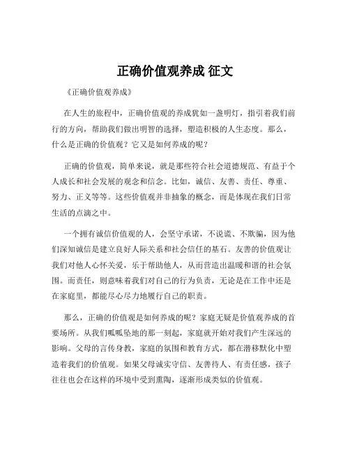 正确价值观养成 征文
