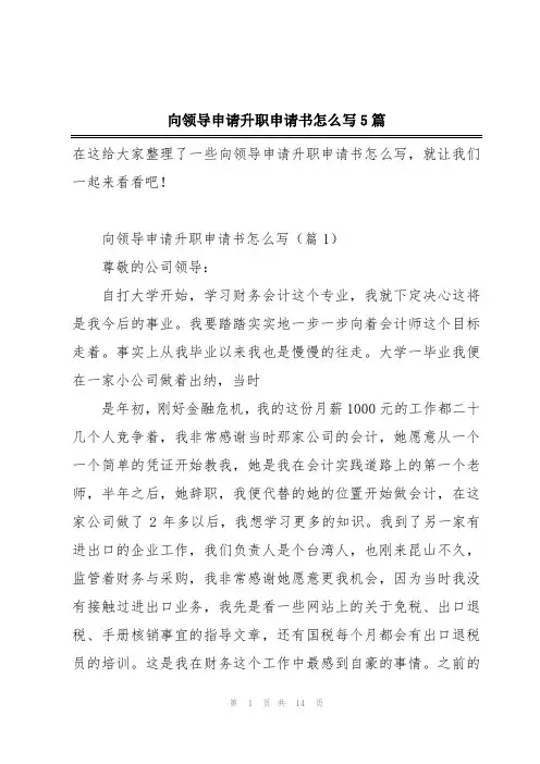 向领导申请升职申请书怎么写5篇