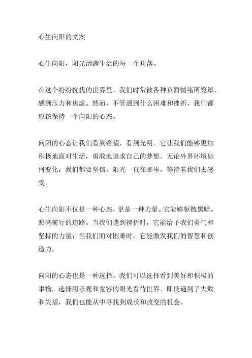心生向阳的文案
