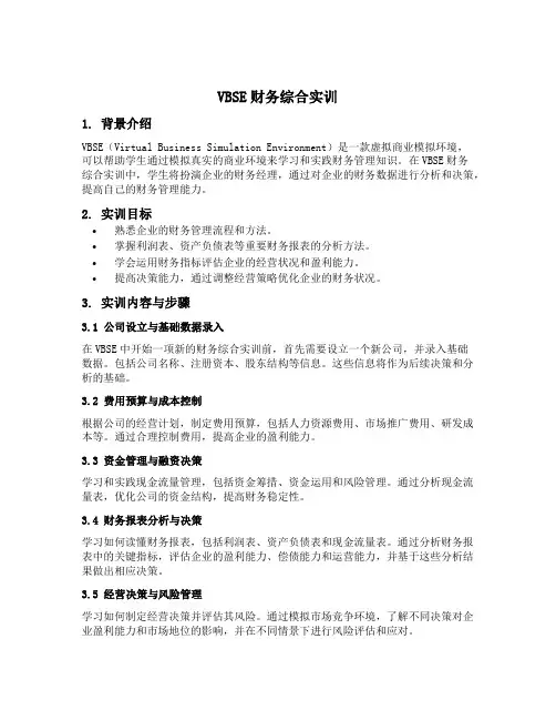 vbse财务综合实训
