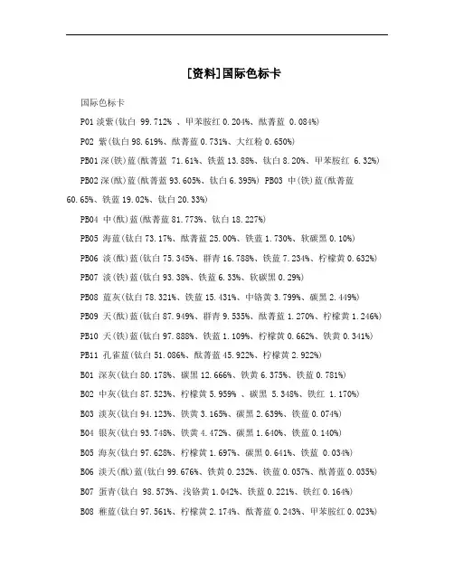 [资料]国际色标卡