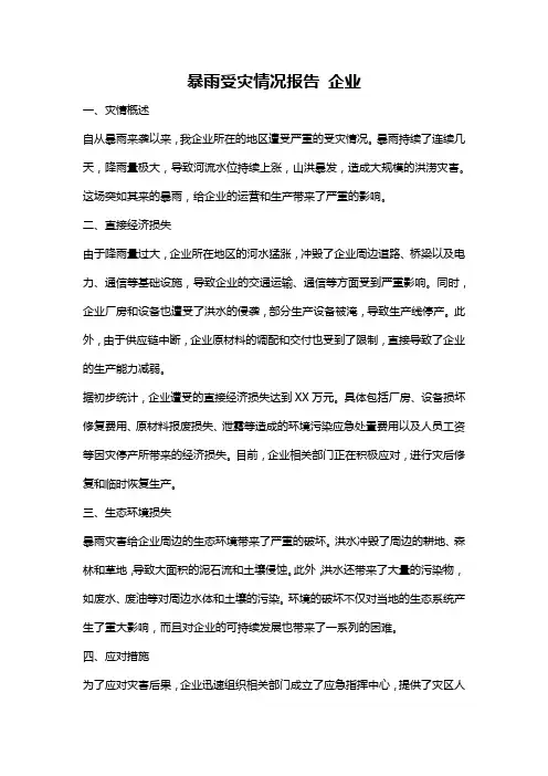 暴雨受灾情况报告 企业