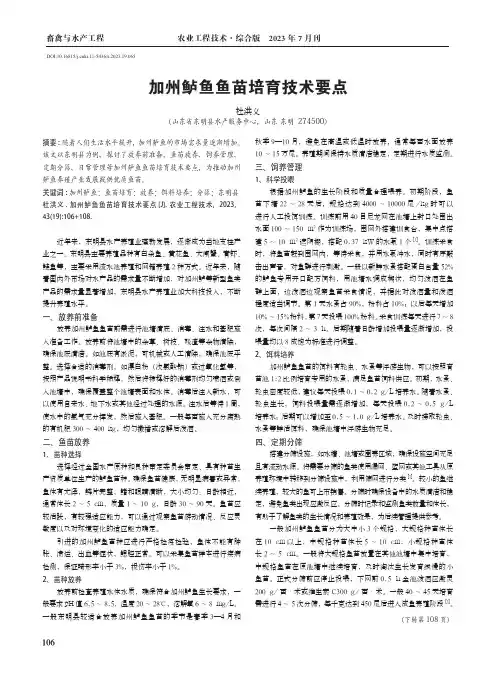 加州鲈鱼鱼苗培育技术要点