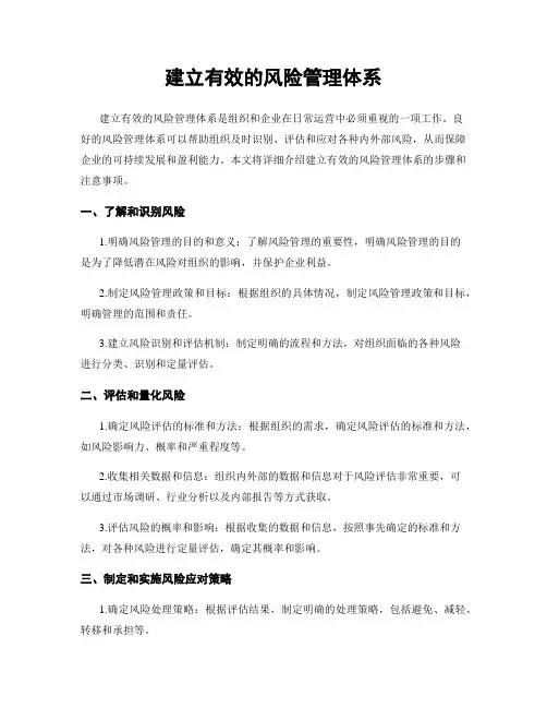 建立有效的风险管理体系