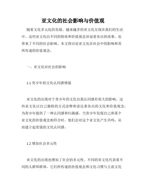 亚文化的社会影响与价值观