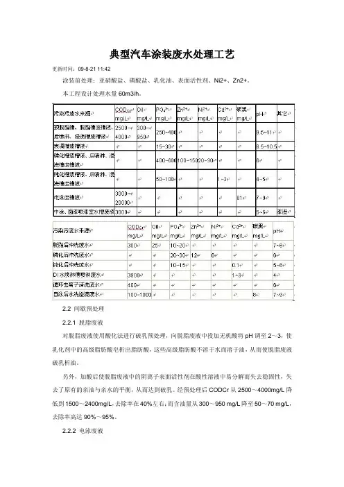 典型汽车涂装废水处理工艺