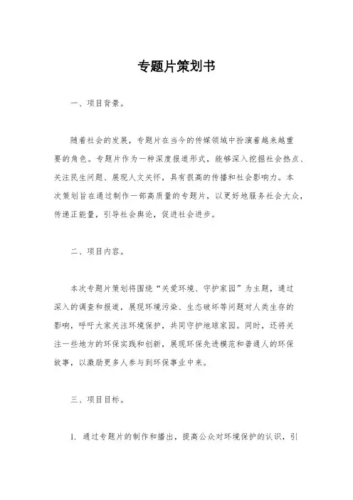 专题片策划书