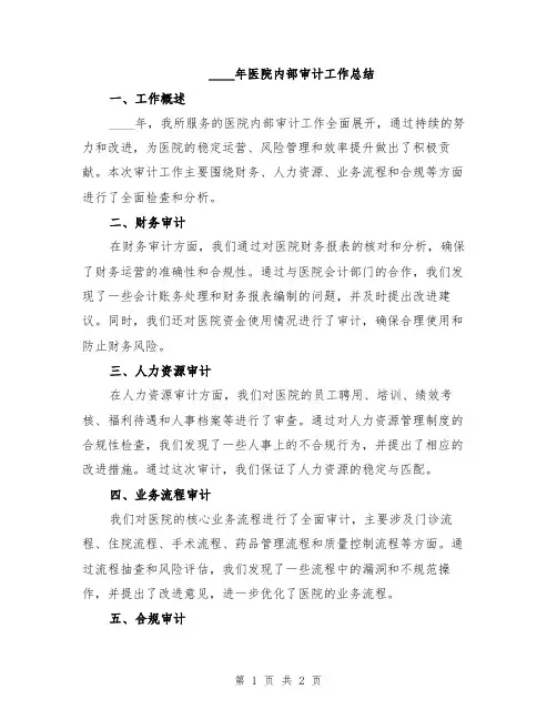 2024年医院内部审计工作总结