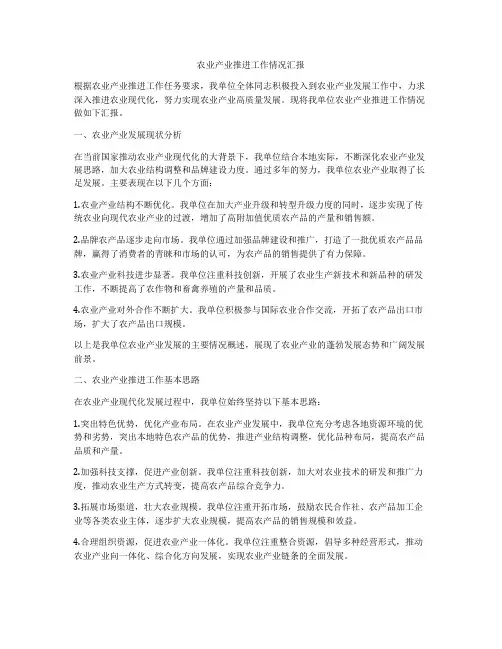 农业产业推进工作情况汇报