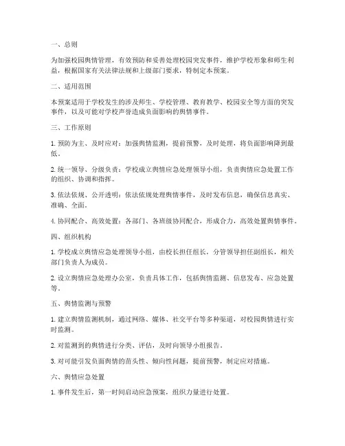 校园舆情应急处理预案