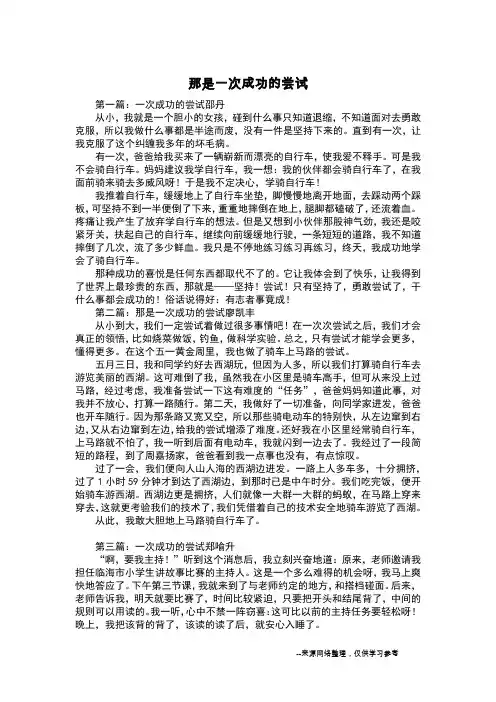 那是一次成功的尝试_六年级作文