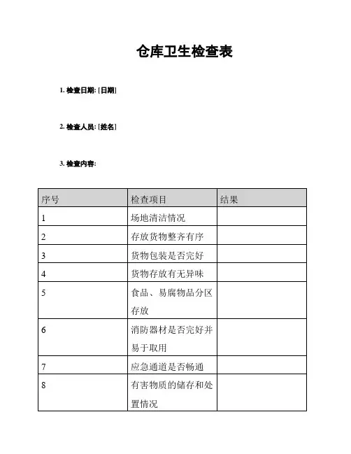 仓库卫生检查表