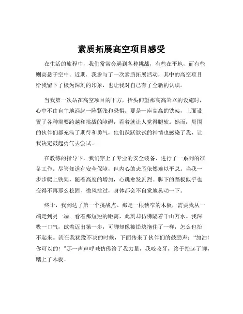 素质拓展高空项目感受